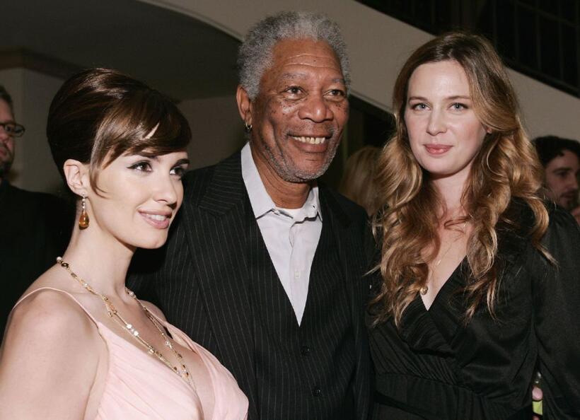 Paz Vega, Morgan Freeman and Anne Dudek at the after party of the Los Angeles premiere of "10 Items Or Less."