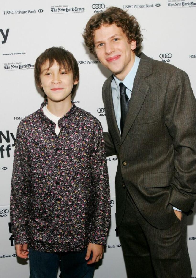 Owen Kline and Jesse Eisenberg at the premiere of "The Squid And The Whale" during the New York Film Festival.