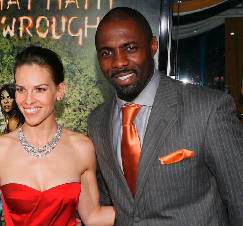 Hilary Swank and Idris Elba at the premiere of "The Reaping."