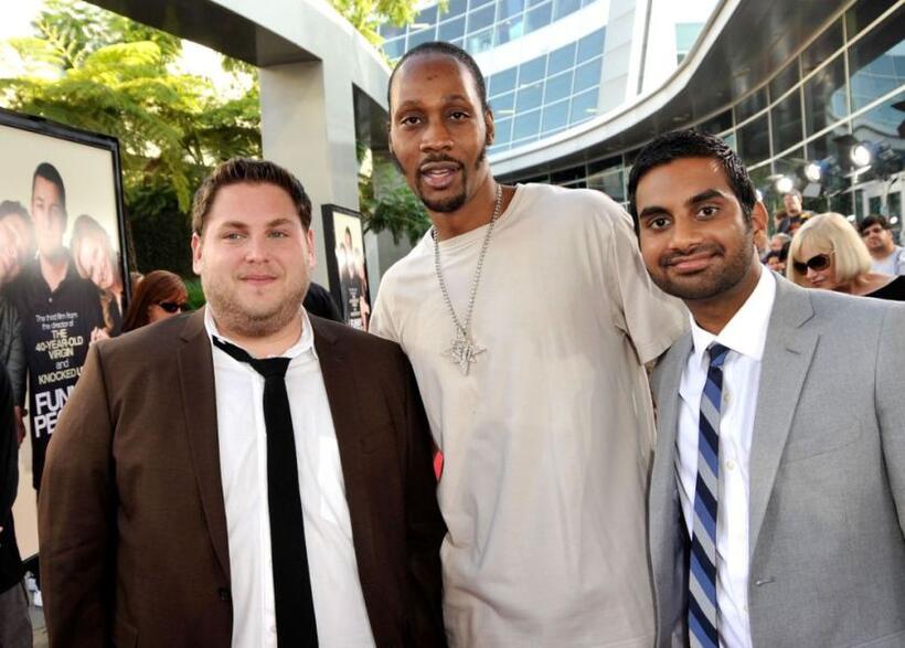 Jonah Hill, RZA and Aziz Ansari at the premiere of "Funny People."