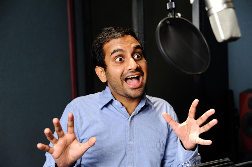 Aziz Ansari on the set of "Epic."