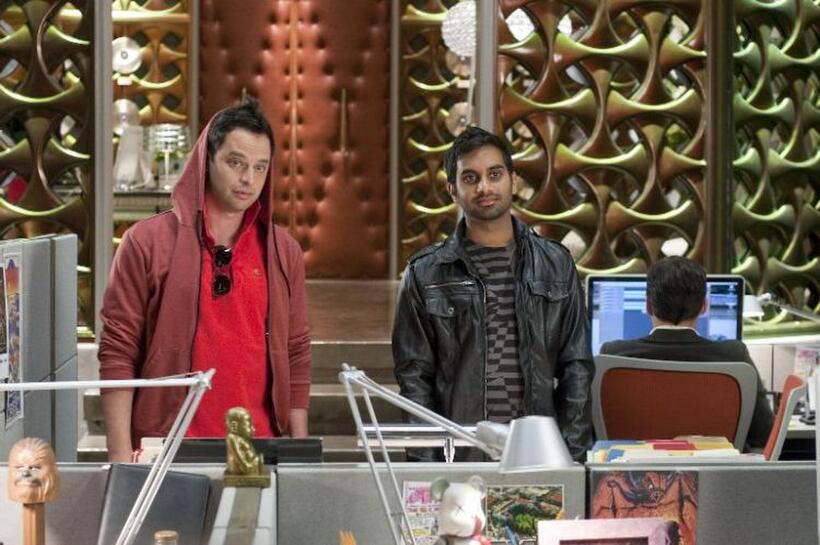 Nick Kroll as Kevin and Aziz Ansari as Matty in "Get Him to the Greek."