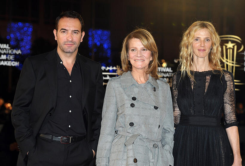 Jean Dujardin, director Nicole Garcia and Sandrine Kiiberlain at the Tribute to the French Cinema during the 10th Marrakech Film Festival.