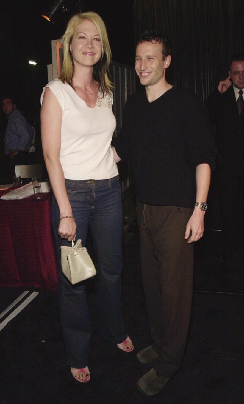 Jenna Elfman and Bodhi Elfman at the private art exhibition.