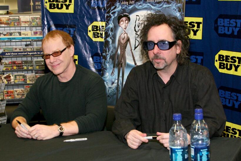 Danny Elfman and Tim Burton at a signing of "Corpse Bride".