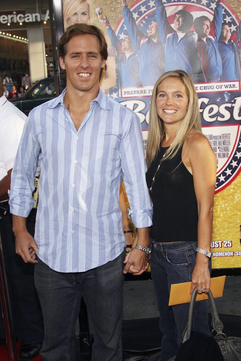 Nat Faxon and Guest at the premiere of "Beerfest."