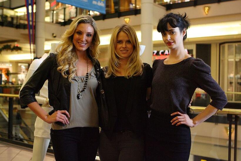 Lacey Wilson, Alice Eve and Krysten Ritter at the "She's Out of My League" Film StyleBoston TV Segment with Miss Massachusetts 2010.
