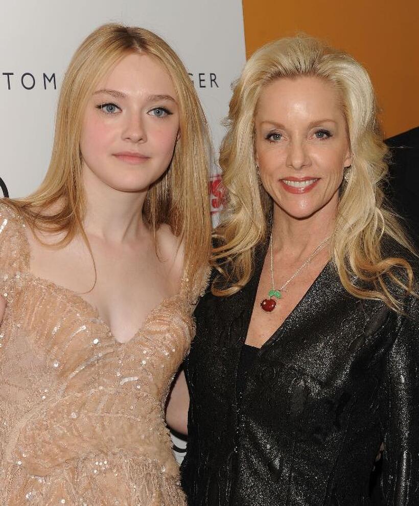 Dakota Fanning and Cherie Currie at the New York premiere of "The Runaways."