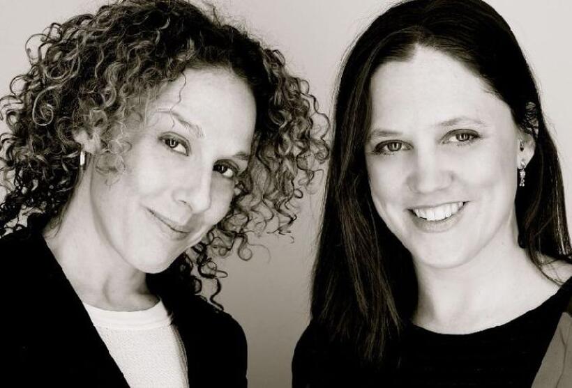 Director Heidi Ewing and Rachel Grady on the set of "Freakonomics."