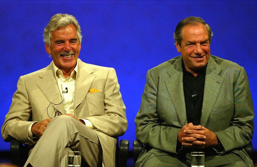 Dennis Farina and Dick Wolf at the press during the NBC Summer TCA Press Tour.