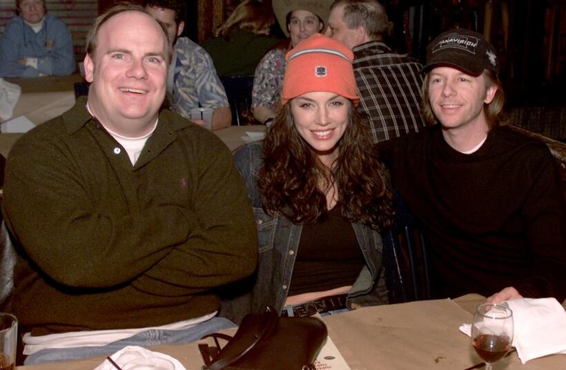 Kevin Farley, Krista Allen and David Spade at the CBS's Super Bowl/Survivor ll viewing party.