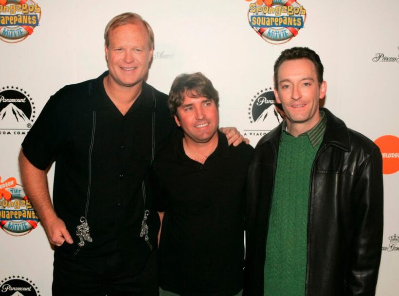 Bill Fagerbakke, Stephen Hillenburg and Tom Kenny at the premiere of "Spongebob Squarepants - The Movie."