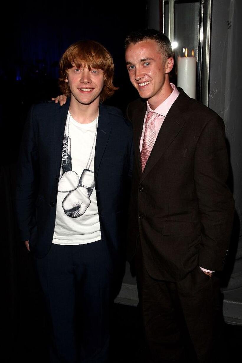 Rupert Grint and Tom Felton at the after party of the European premiere of "Harry Potter And The Order Of The Phoenix."
