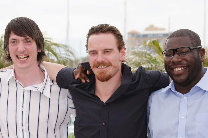 Brian Milligan, Michael Fassbender and Director Steve McQueen at the photocall of "Hunger" during the Cannes International Film Festival.