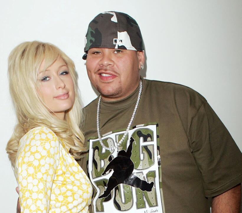 Paris Hilton and Fat Joe at the MTV's Total Request Live.
