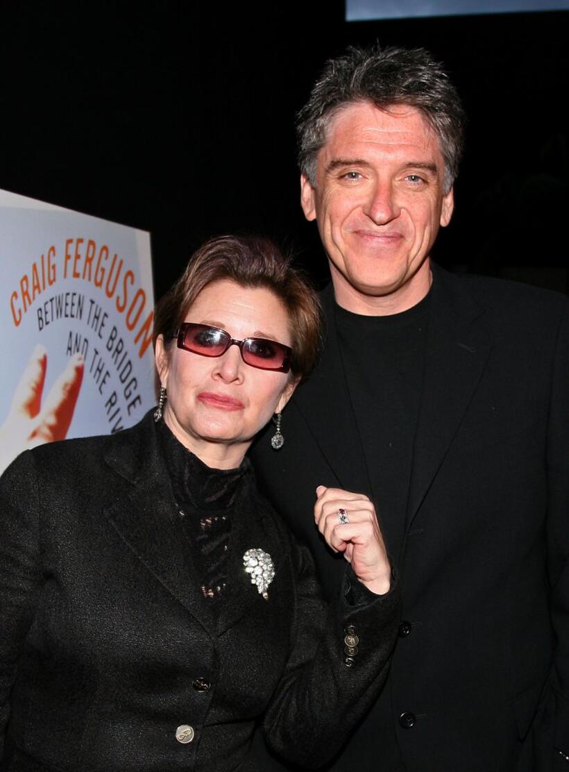 Carrie Fisher and Craig Ferguson at the launch party of Between The Bridge and the River.