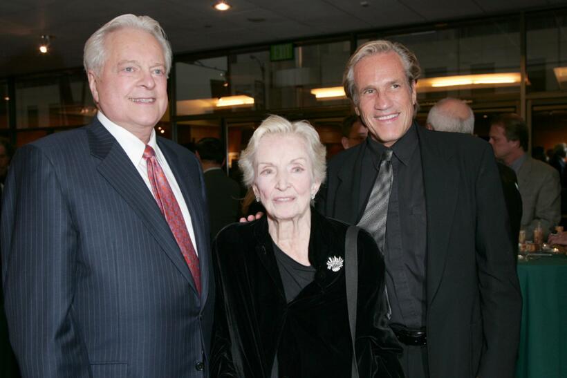 Robert Osborne, Nina Foch and Director Randall Kleiser at the AMPAS Centennial Celebration of Barbara Stanwyck.
