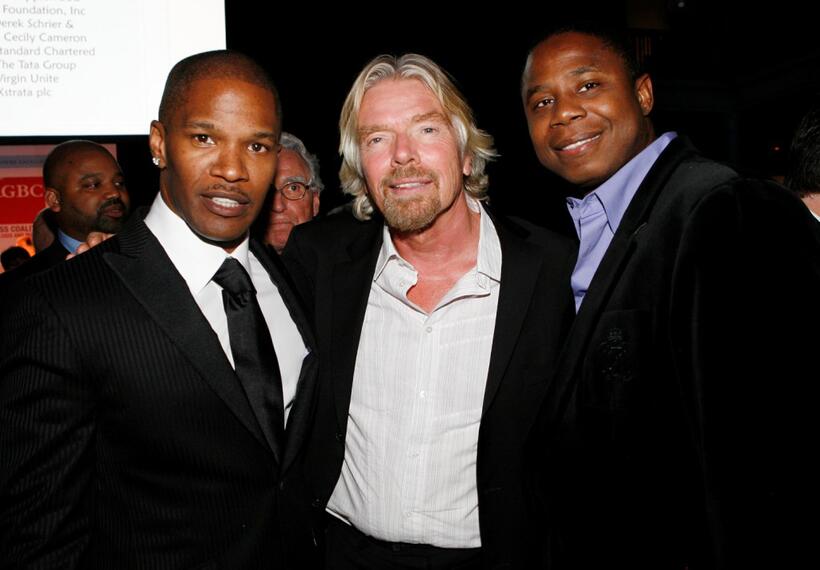 Jamie Foxx, Sir Richard Branson and Doug E. Fresh at the Global Business Coalition Gala dinner and award ceremony.