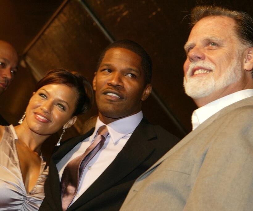 Leila Arcieri, Jamie Foxx and Director Taylor Hackford at the premiere of "Ray."