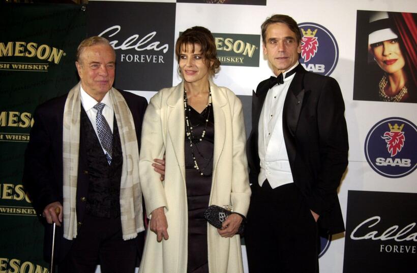 Fanny Ardant, Franco Zeffirell and Jeremy Irons at the Spanish premiere of their new movie "Callas Forever".