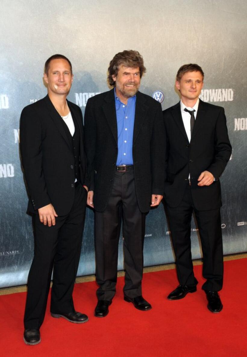 Benno Furmann, Reinhold Messner and Florian Lukas at the premiere of "Nordwand."