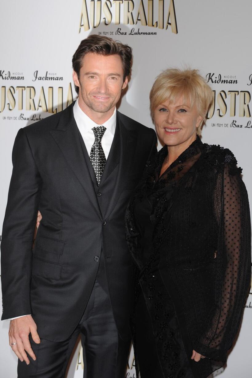 Hugh Jackman and Deborrah-Lee Furness at the Paris premiere of "Australia."