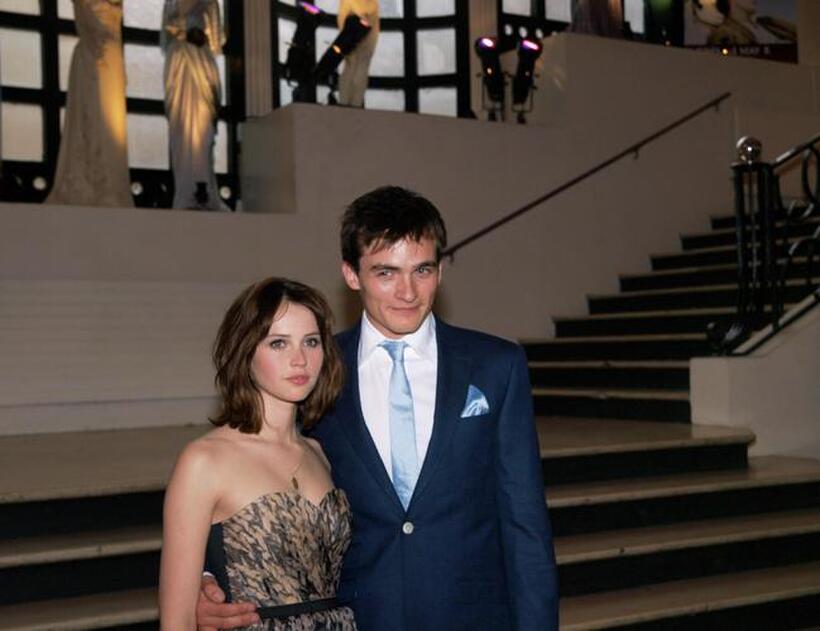 Felicility Jones and Rupert Friend at the British premiere of "Cheri."