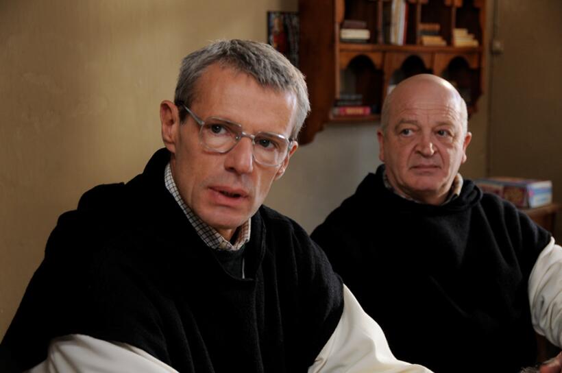 Lambert Wilson as Christian and Jean-Marie Frin as Paul in "Of Gods and Men."