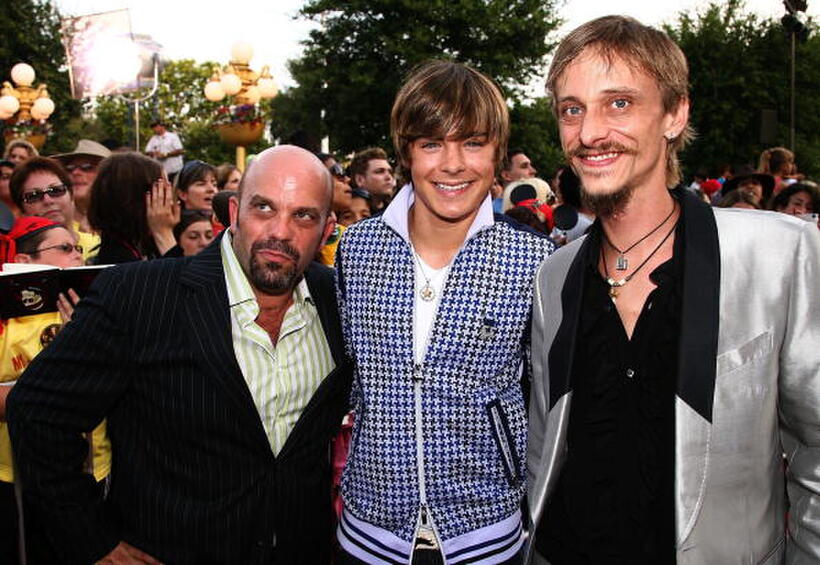 Lee Arenberg, Zac Efron and Mackenzie Crook at the world premiere of "Pirates of the Caribbean 2: Dead Man's Chest."