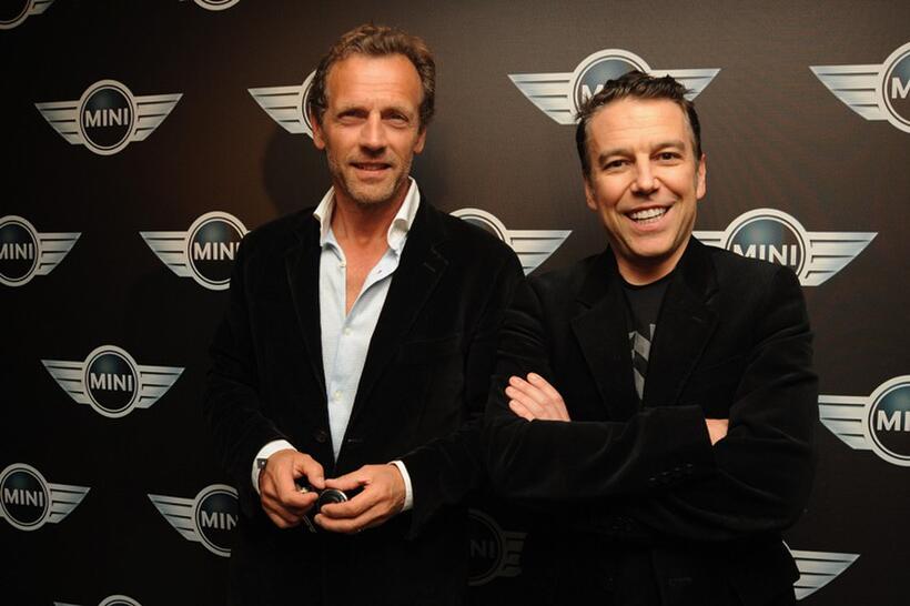 Stephane Freiss and Philippe Vandel at the Mini Austin 50th Anniversary party.