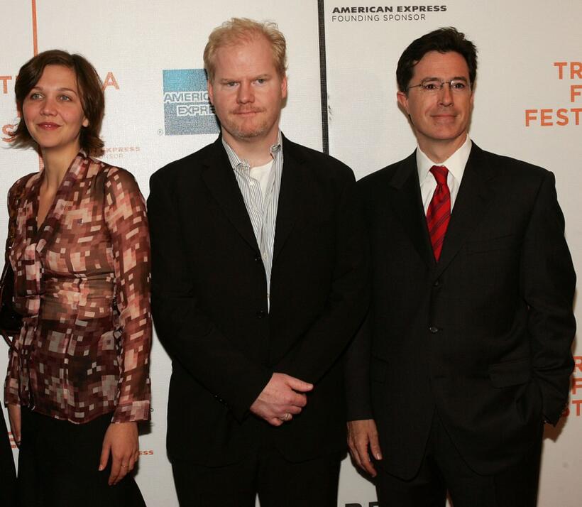 Maggie Gyllenhaal, Jim Gaffigan and Stephen Colbert at the screening of "Great New Wonderful."