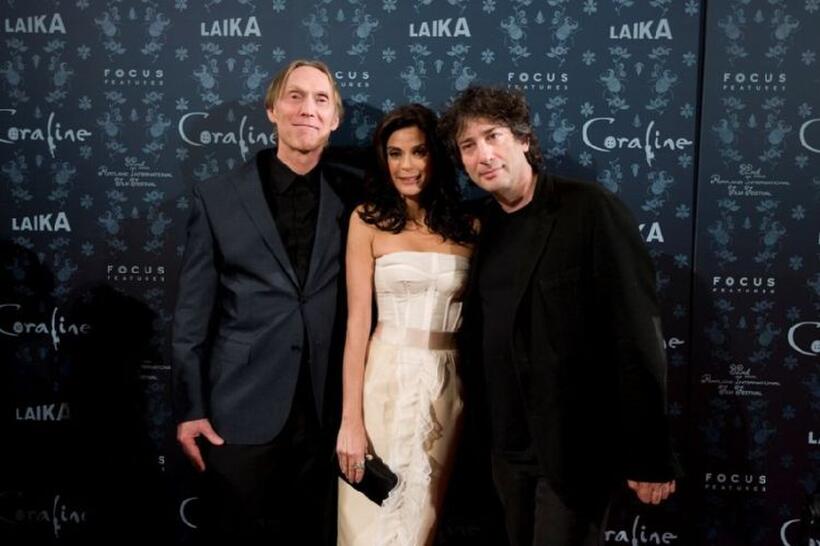 Henry Selick, Teri Hatcher and Neil Gaiman at the premiere of "Coraline."