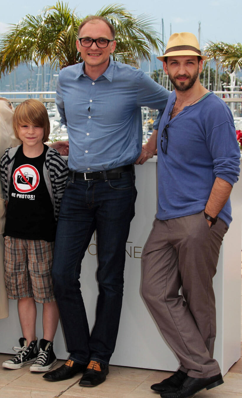David Rauchenberger, director Markus Schleinzer and Michael Fuith at the photocall of "Michael" during the 64th Cannes Film Festival in France.