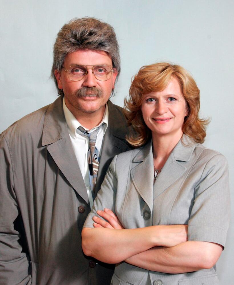 Hape Kerkeling and Johanna Gastdorf at the photocall in Berlin.
