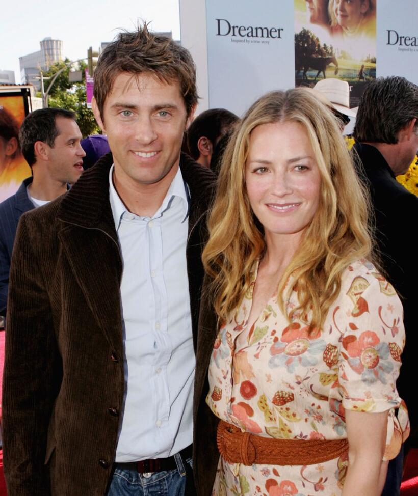 John Gatins and Elisabeth Shue at the premiere of "Dreamer."