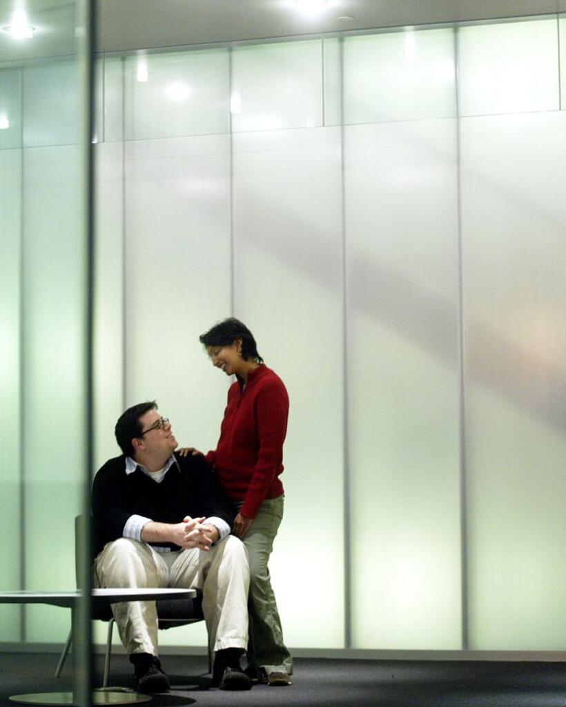 Director Aron Gaudet and Producer Gita Pullapilly on the set of "The Way We Get By."
