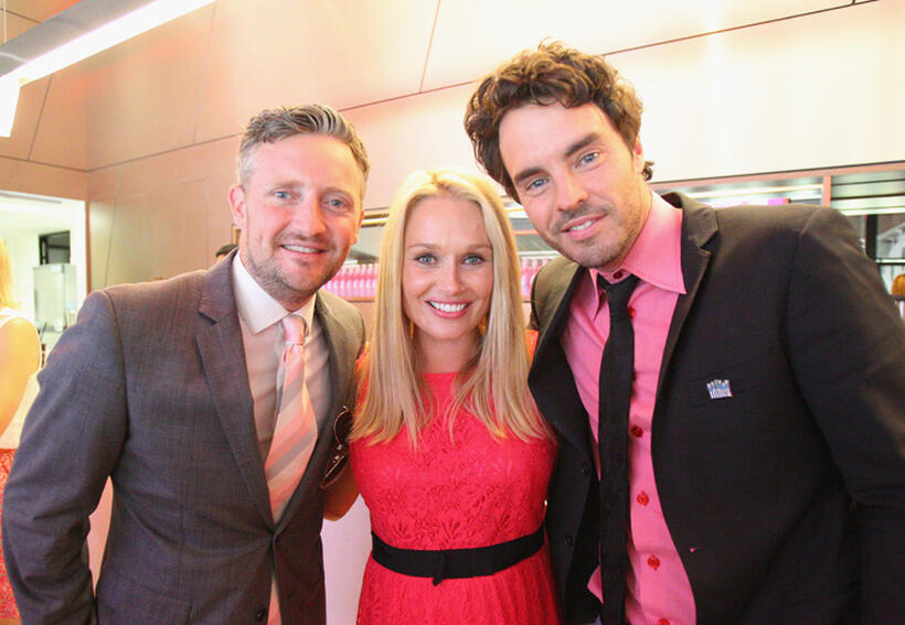 Stephen Curry, Lee Furlong and Damon Gameau at the "G" luncheon on day two of the International Test match between Australia and Sri Lanka.