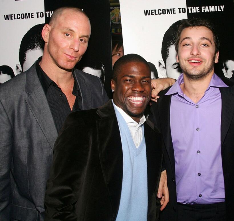 Matt Gerald, Kevin Hart and Anthony Fazio at the premiere of "In The Mix."