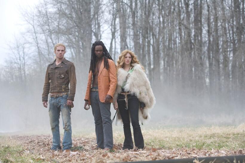 Cam Gigandet as James, Edi Gathegi as Laurent, and Rachelle Lefevre as Victoria in "Twilight."