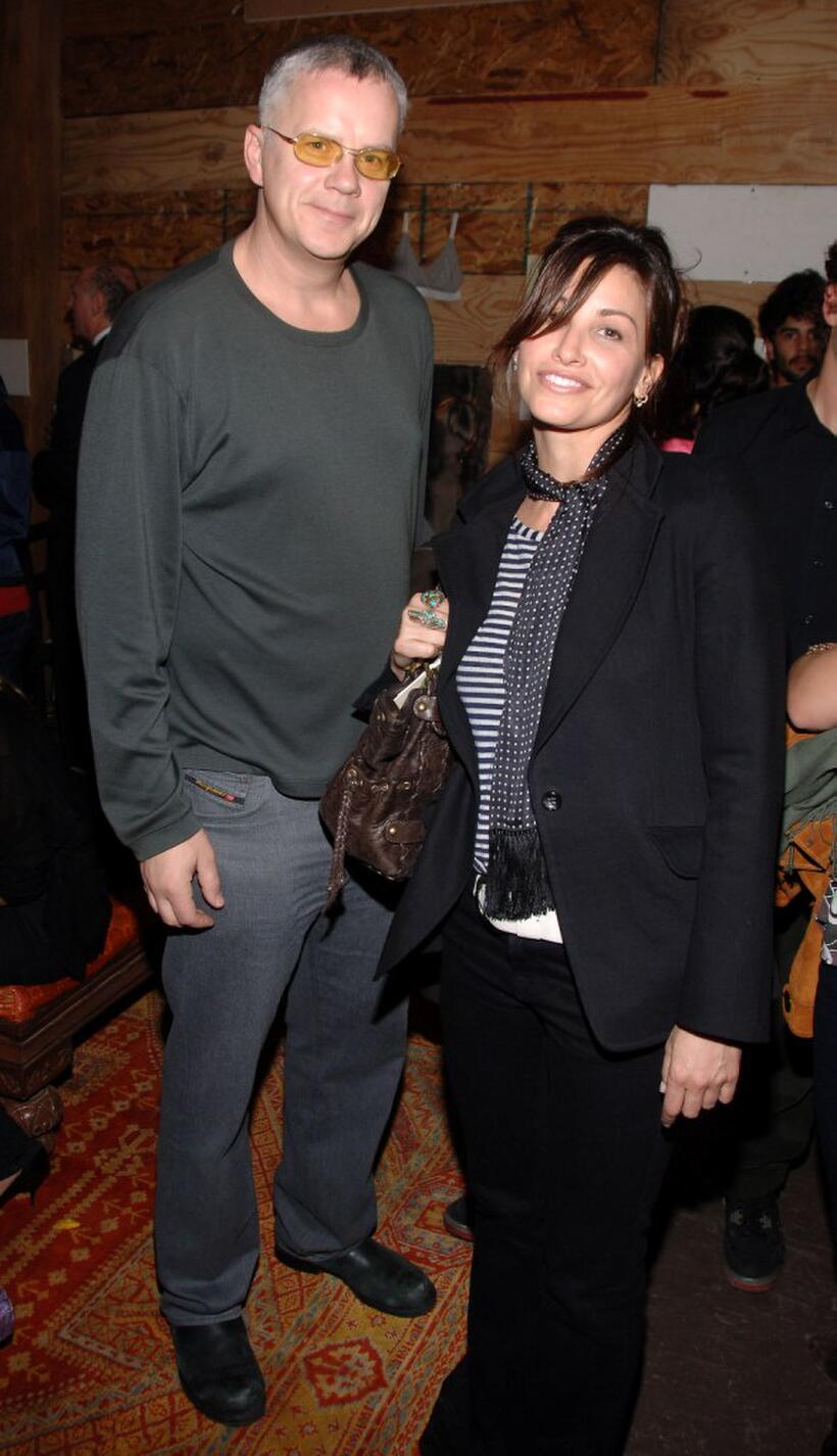 Gina Gershon and Tim Robbins at the Nest Foundation Benefit in New York City.