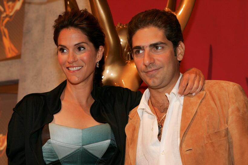Jami Gertz and Michael Imperioli at the 57th Annual Primetime Emmy Awards Nominations at the Academy of Television, Arts and Sciences.
