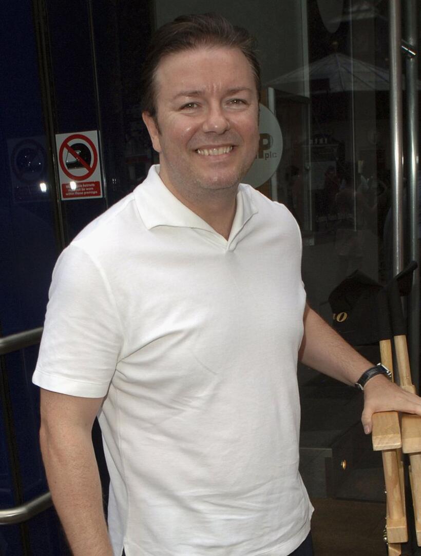 Ricky Gervais at the Johnny Vaughan show for the fund raising campaign of "Help a London Child".