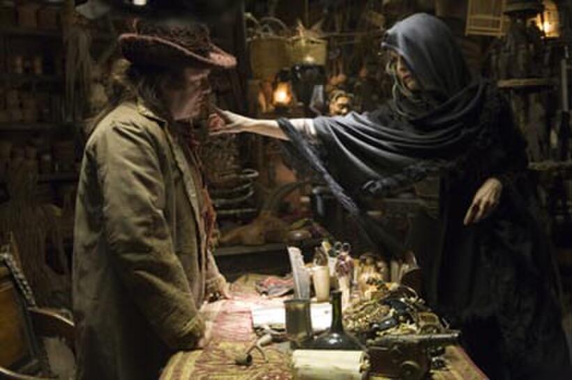 The shifty Ferdy The Fence (Ricky Gervais) is issued a stern warning by the powerful witch Lamia (Michelle Pfeiffer) in "Stardust."
