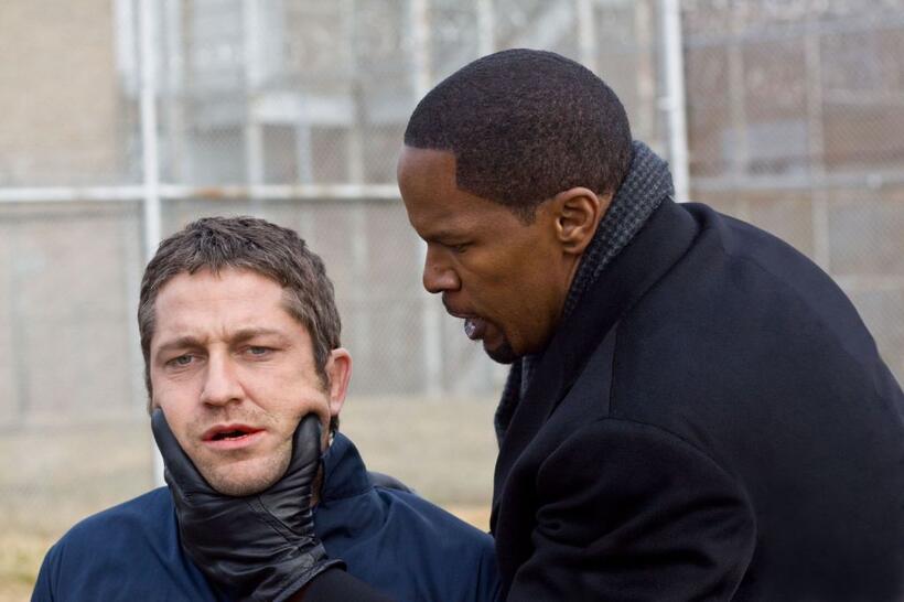 Gerard Butler and Jamie Foxx in "Law Abiding Citizen."