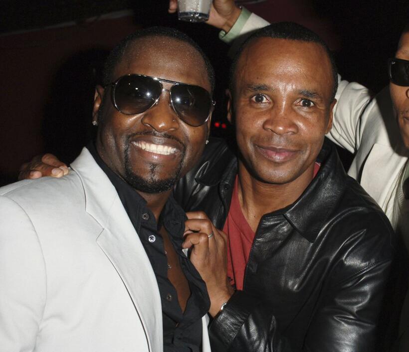 Johnny Gill and Sugar Ray Leonard at the Johnny Gill's 40th birthday celebration.