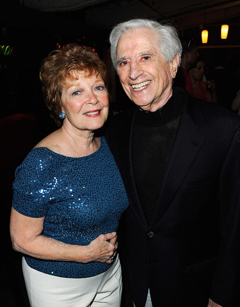 Anita Gillette and writer Luigi Creatore at the opening night party of "An Error Of The Moon" in New York.