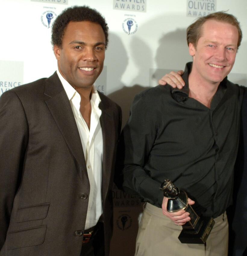 Ray Fearon and Iain Glen at the Lawrence Olivier Theatre Awards.