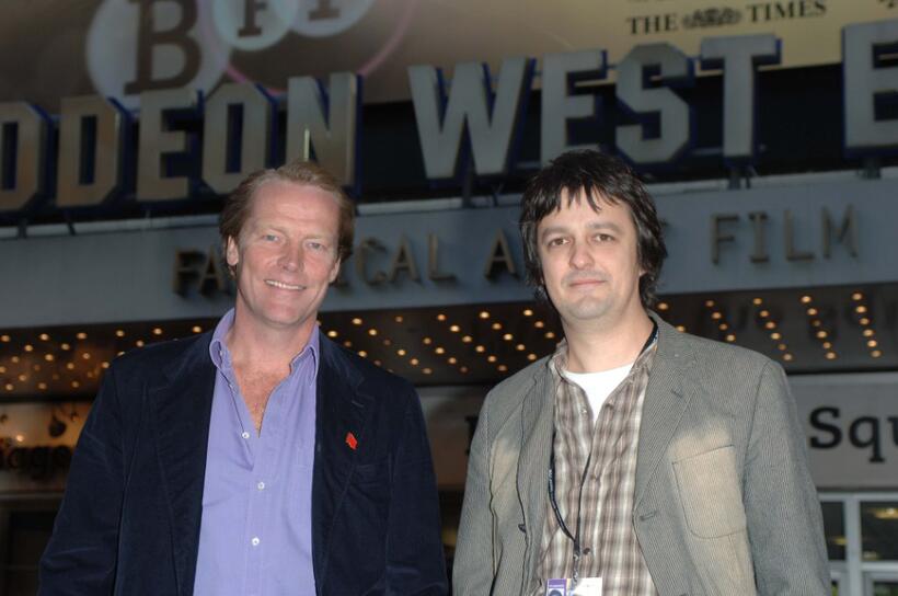 Iain Glen and director Niall Heery at the premiere of "Small Engine Repair" during the Times BFI 50th London Film Festival.