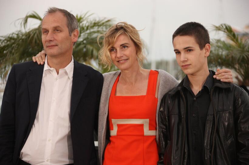 Hippolyte Girardot, Anne Consigny and Emile Berling at the photocall of "Un Conte De Noel" during the 61st Cannes International Film Festival.
