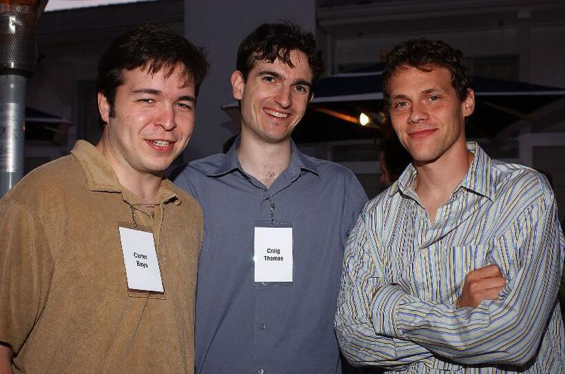 Writer Carter Bays, Craig Thomas and Will Gluck at the Twentieth Century Fox Television's New Season party.